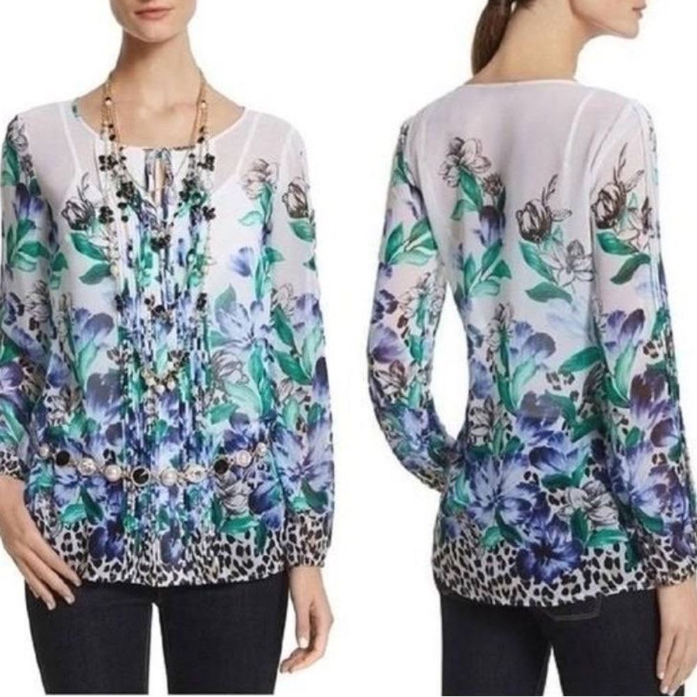 White house black market top size 2 leopard print